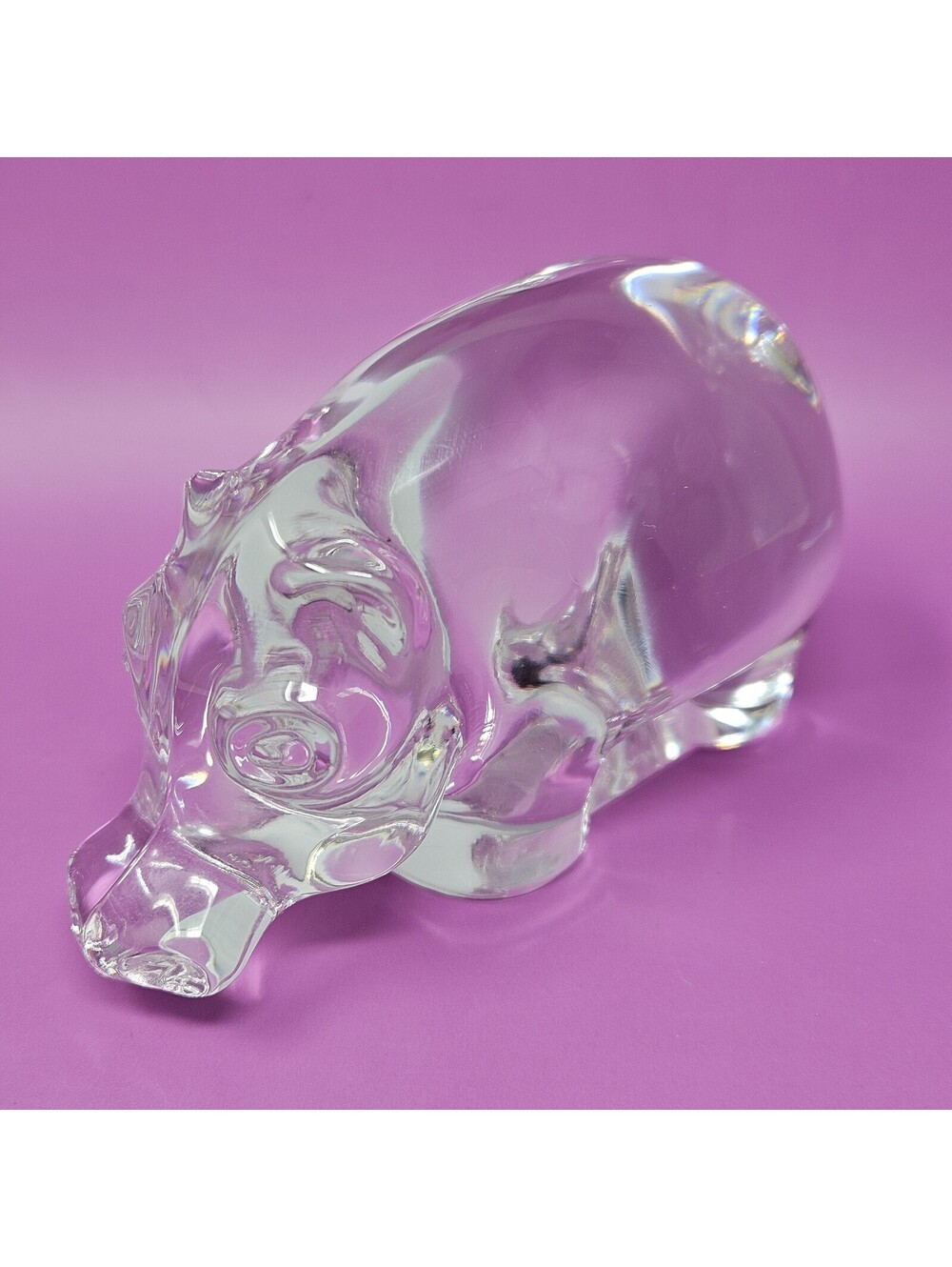 Villeroy & Boch Crystal Glass Hippopotamus Paperweight Figurine, House Hippo